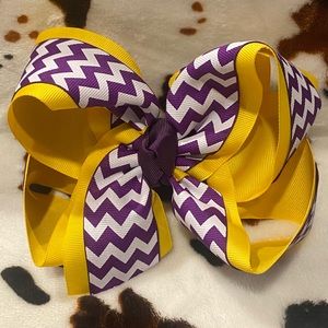 Purple and Gold Chevron bow.